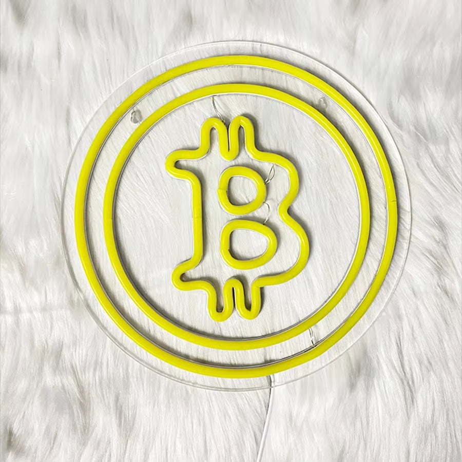 Bitcoin Neon Sign, Handmade Bitcoin Led Neon Light Bitcoin Neon for Wall Décor for Gaming Room Bedroom Living Room Cafe Bar
