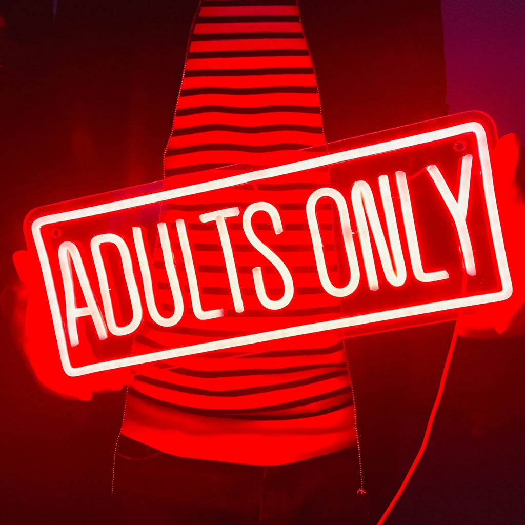 Bold Red 'Adults Only' Neon Sign: Versatile Wall Decor for Party, Bedroom & Man Cave Usb-Powered