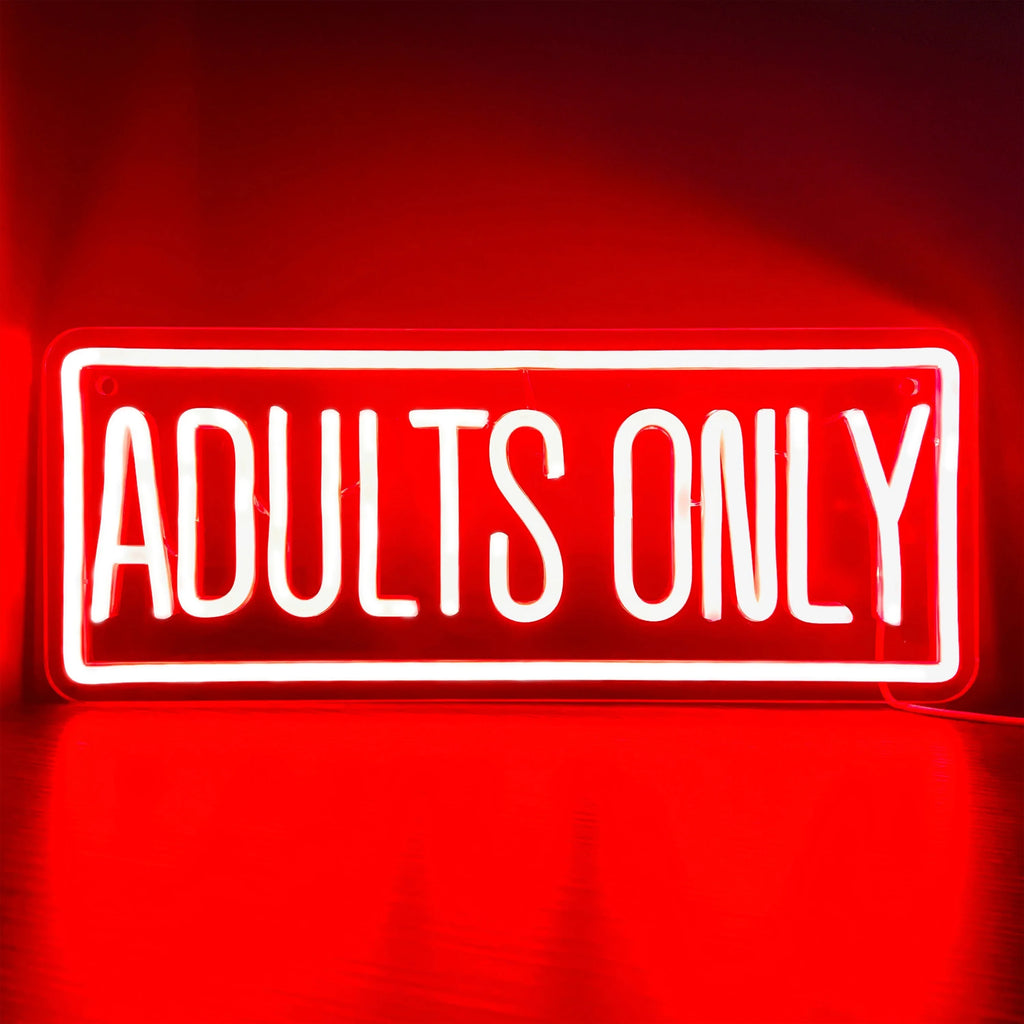 Bold Red 'Adults Only' Neon Sign: Versatile Wall Decor for Party, Bedroom & Man Cave Usb-Powered