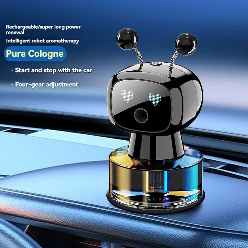 Smart Car Air Freshener AI USB Rechargeable Car Aroma Diffuser Smart Eyes 4 Levels of Adjustable Intelligent Car Diffuser Gift