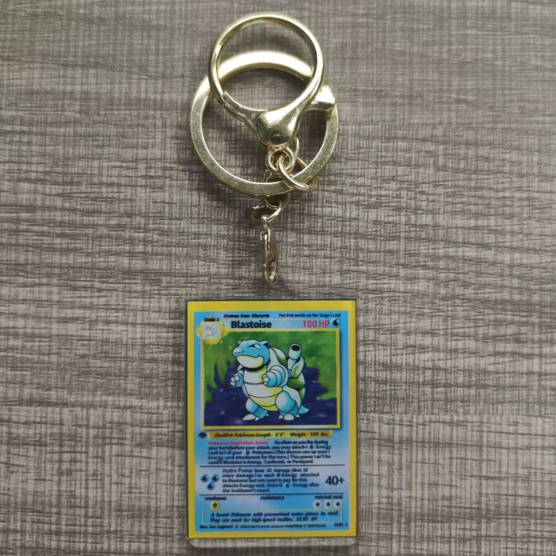 Pokemon Anime Small Card Key Chain Charizard Keychains Blastoise Venusaur Mewtwo Diy Acrylic Action Toy Figures Game Collection