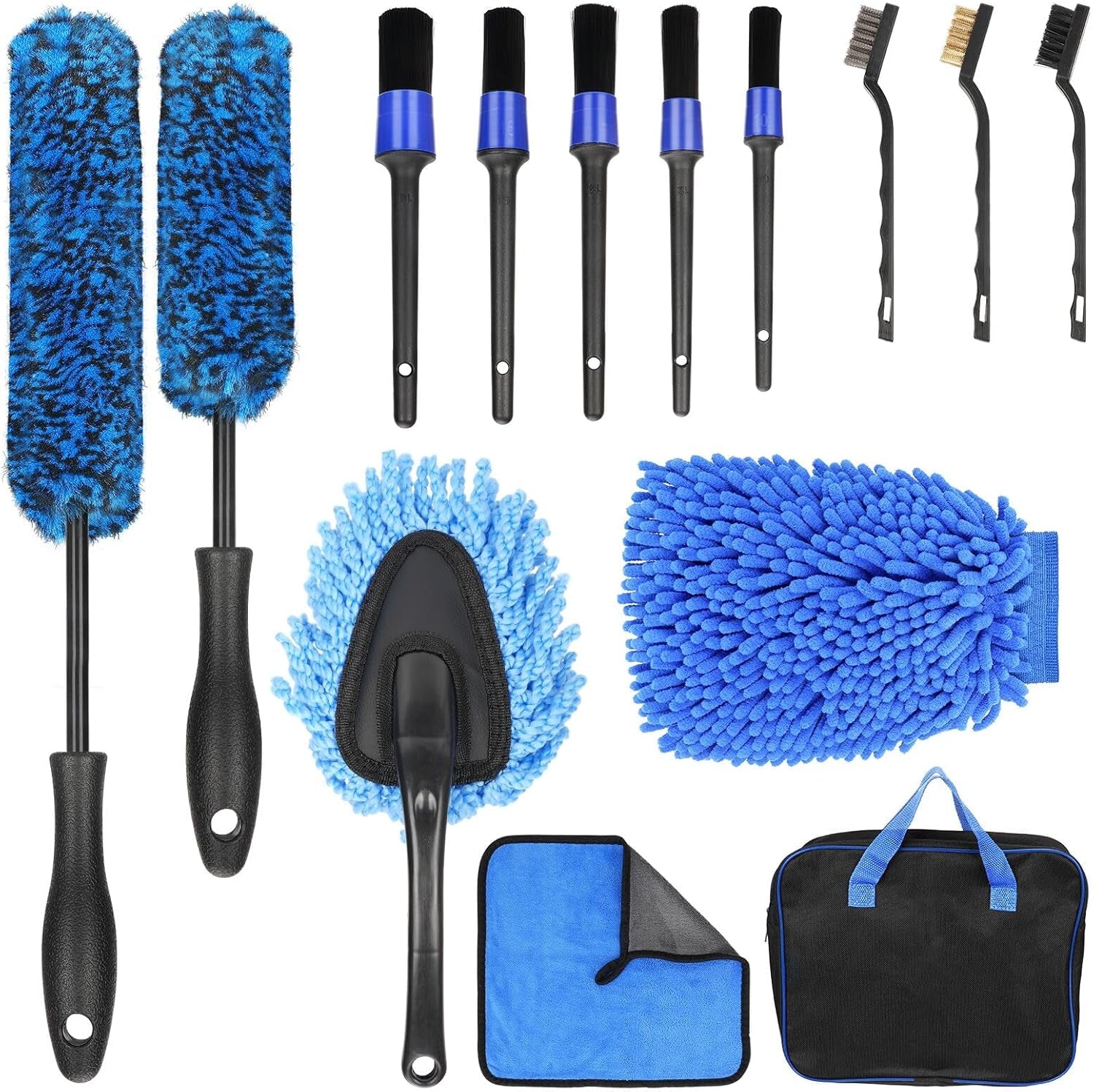 14PCS Wheel Brush Kit for Cleaning Wheel and Tire, Car Detailing Brushes, Wheel and Rim Brush, Tire Brush, Bendable Durable Car Wheel Rim Cleaner Brush Kit,Car Detailing Cleaning Brush Supplies Set