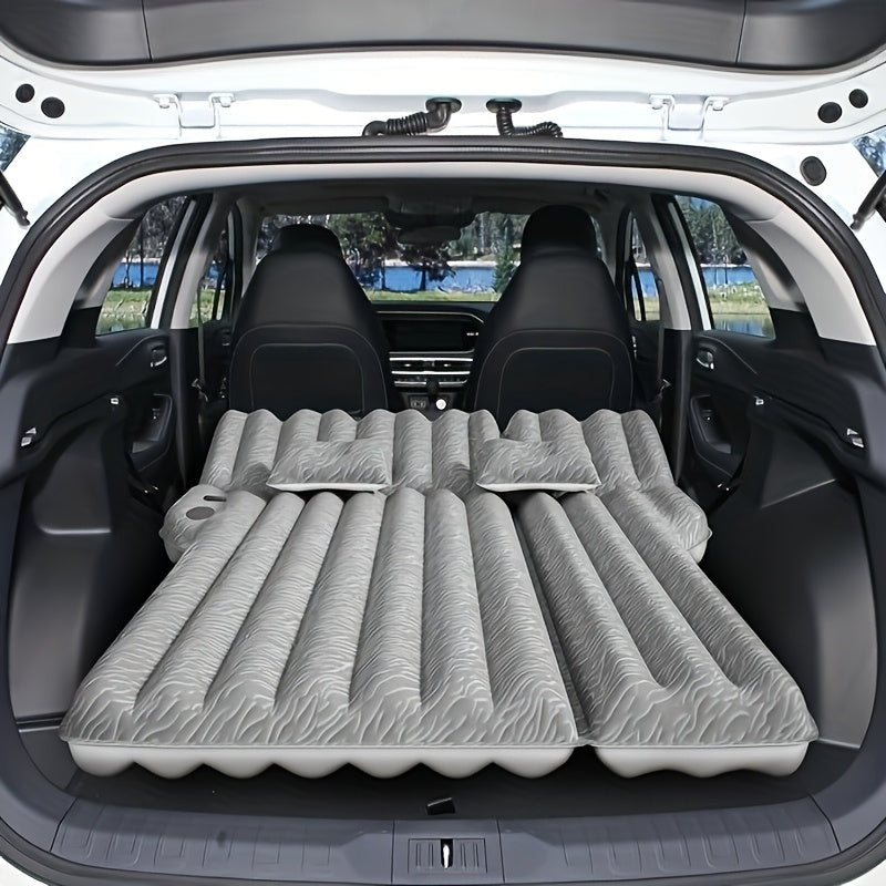 Air Mattress For SUV, Inflatable Car Air Mattress For Camping, Flocking Car Bed With Air Pump & 2 Pillows, Portable Sleeping Pad Mattress, With Phone And Cup Holder