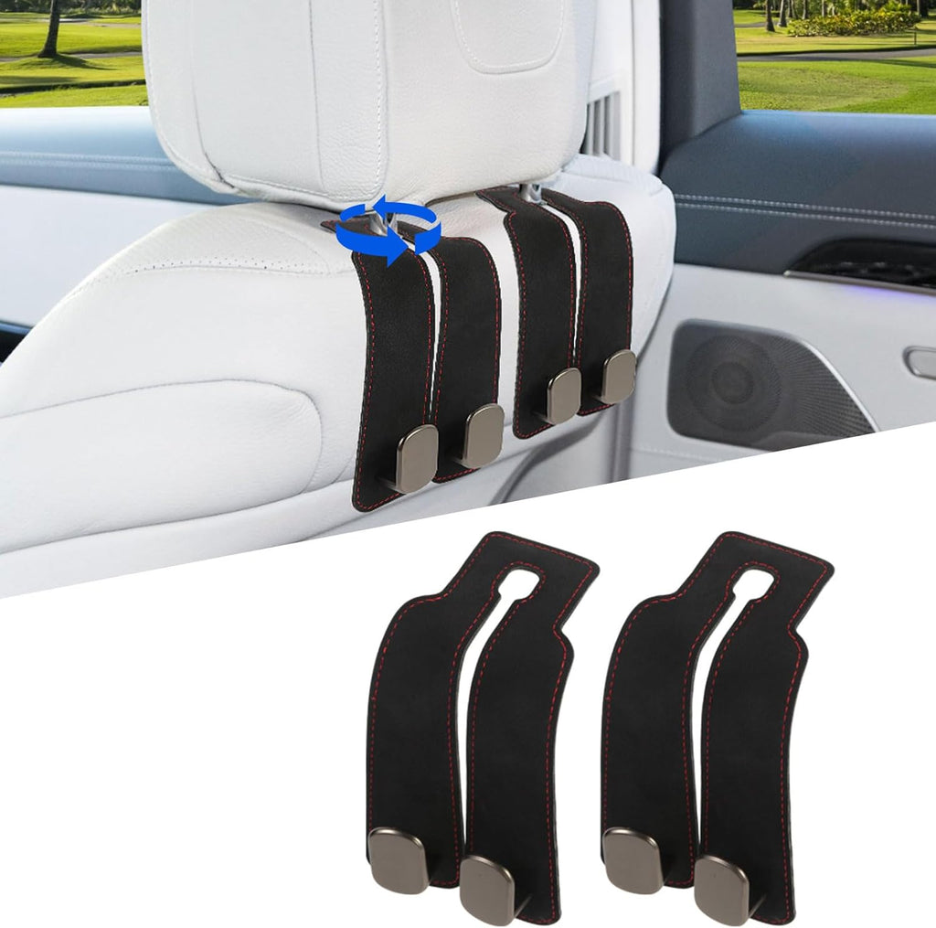 2 Pcs Multifunctional Headrest Hooks for Car, Premium Suede Material Purse Holder for Car, Double Car Seat Hooks for Headrest, Car Headrests Hook Fits Universal Car Seat Back Storage Hook