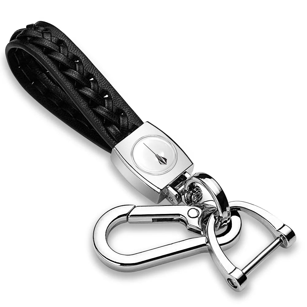 for Chevrolet Corvette C8 Stingray Braided Rope Style Genuine Black Leather Key Chain, Official Licensed
