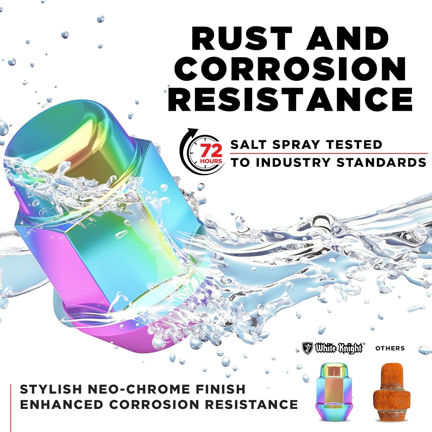 1704SNEO-20AM Neo Chrome 1/2"-20 Bulge Acorn Lug Nuts, 20 Pack