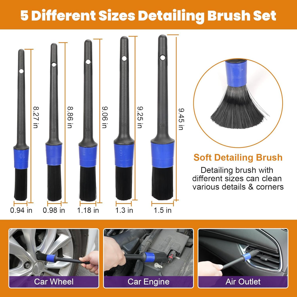 14PCS Wheel Brush Kit for Cleaning Wheel and Tire, Car Detailing Brushes, Wheel and Rim Brush, Tire Brush, Bendable Durable Car Wheel Rim Cleaner Brush Kit,Car Detailing Cleaning Brush Supplies Set
