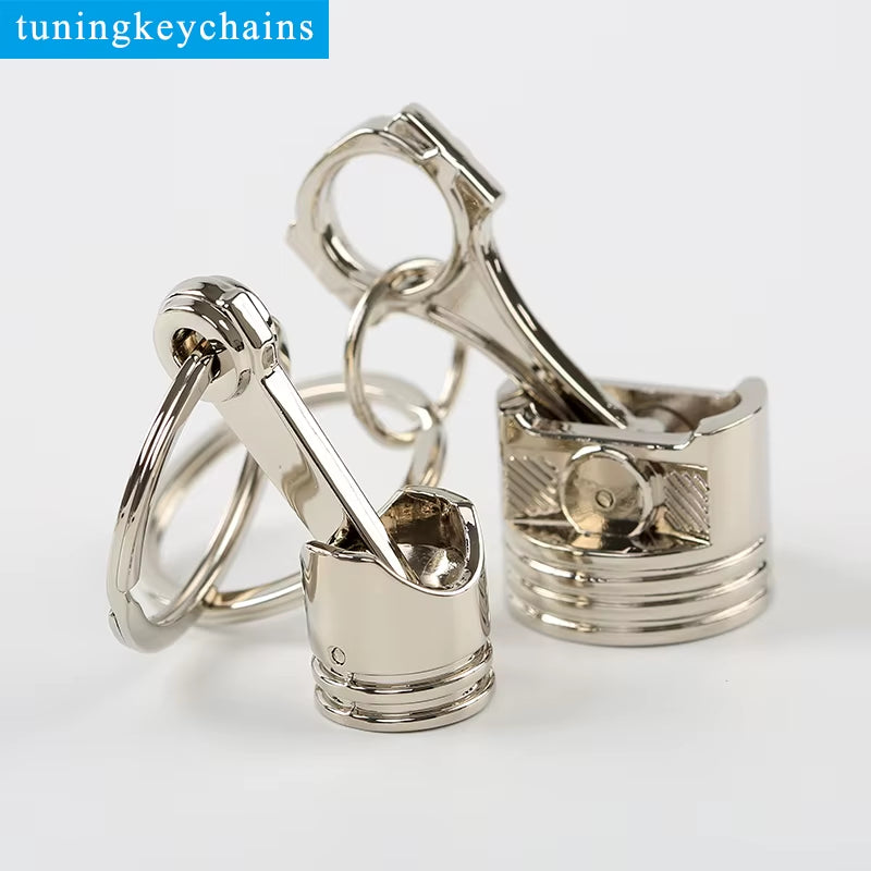 HOT Chrome Engine Silvery Piston Key Ring Chain Keychain Key Fob Wholesale Chrome Silver Color Available