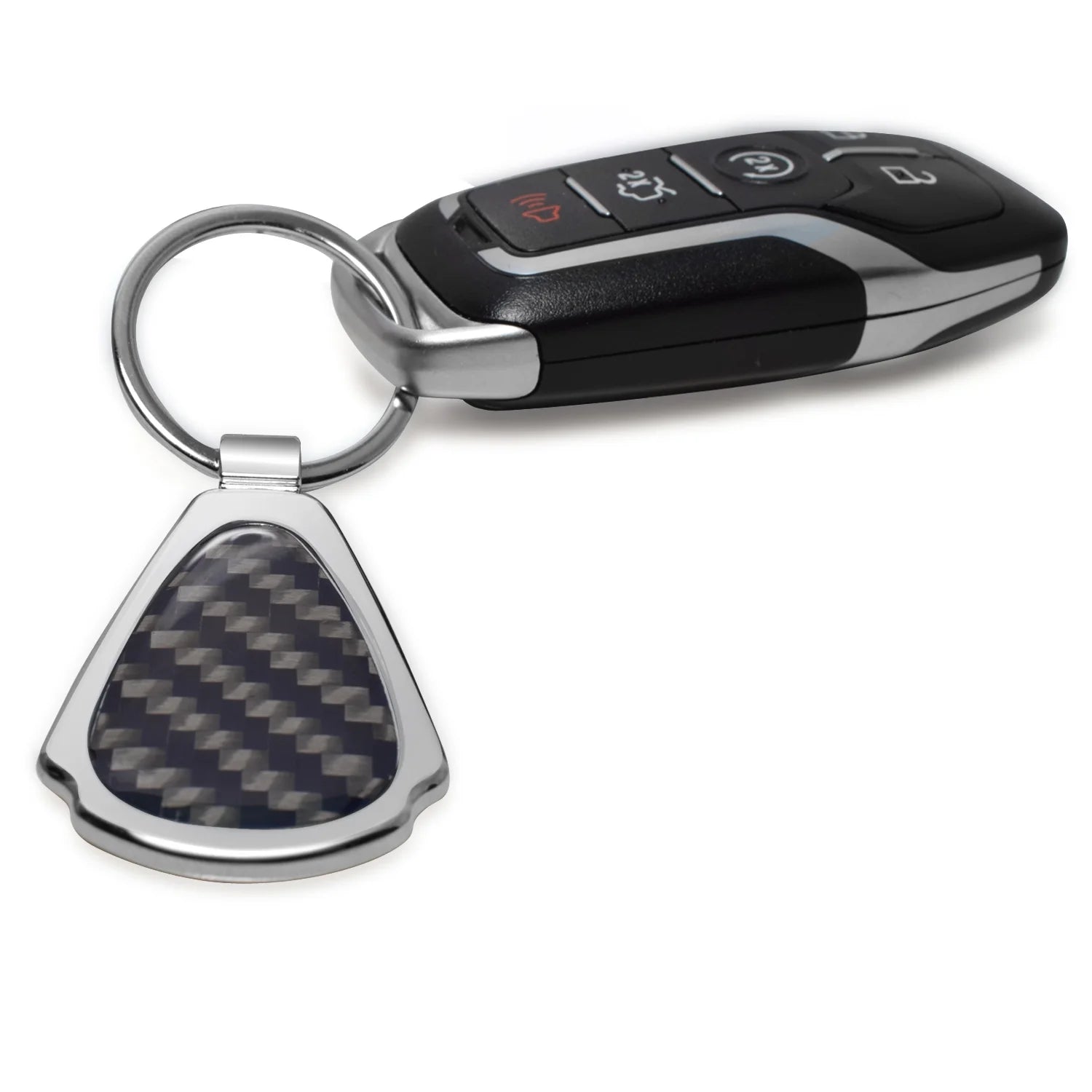 Ford Mustang 50 Years Real Black Carbon Fiber Chrome Metal Teardrop Key Chain