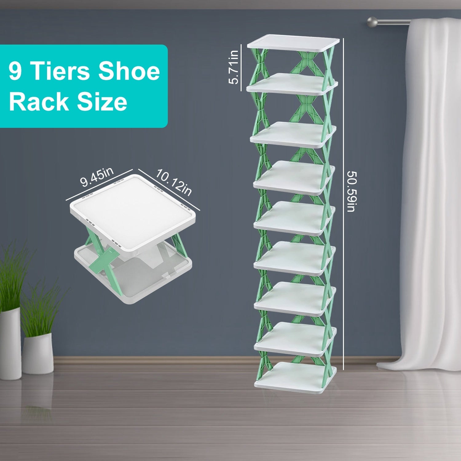 1Pc 9Tier Narrow Entryway Shoe Rack Plastic Vertical Shoe Organizer Space Saving Free Standing Shoes Storage Shelf Closet Hallway