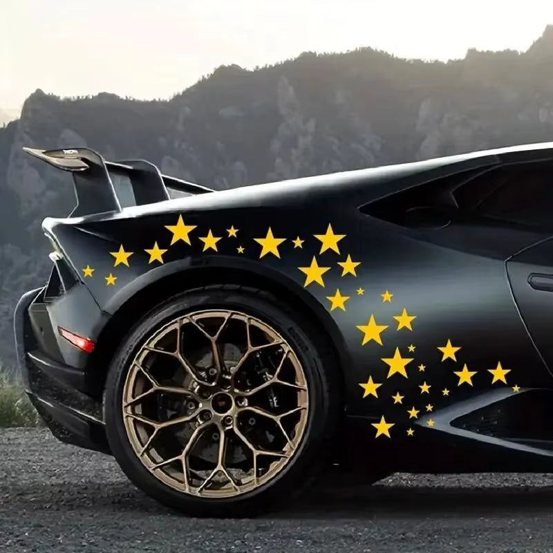 60Pcs Five-Pointed Star Car Body DIY Stickers Set, Racing Door Side Vinyl Decal Night Run Sport Competition Style Decorative