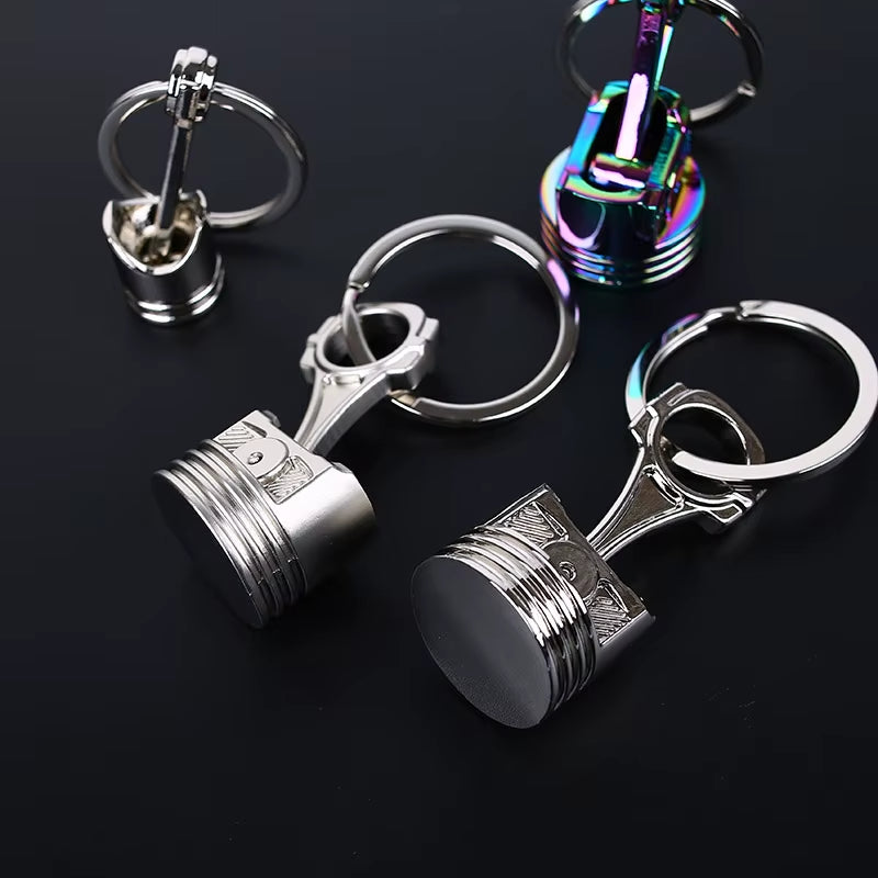 HOT Chrome Engine Silvery Piston Key Ring Chain Keychain Key Fob Wholesale Chrome Silver Color Available