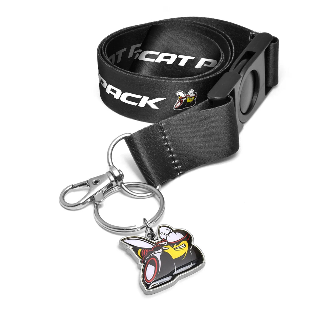 for Dodge Scat-Pack Full-Color Die-Cut Metal Key Chain with Printed Logo Black Lanyard Strap, Official Licensed
