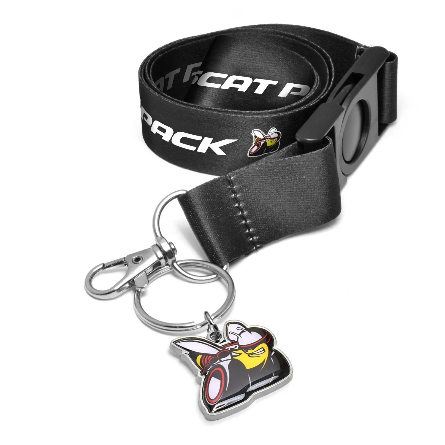 for Dodge Scat-Pack Full-Color Die-Cut Metal Key Chain with Printed Logo Black Lanyard Strap, Official Licensed