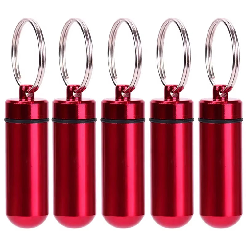 Portable Mini Travel Pill Medicine Box Case Waterproof Container Keychain Capsule Bottle Key Ring Chain First Aid Medicine Box