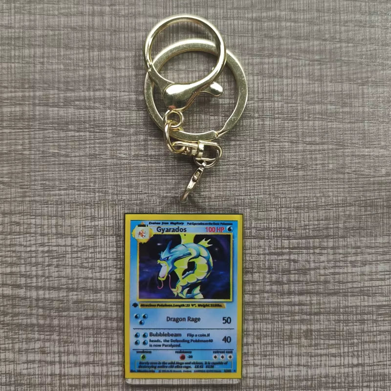 Pokemon Anime Small Card Key Chain Charizard Keychains Blastoise Venusaur Mewtwo Diy Acrylic Action Toy Figures Game Collection