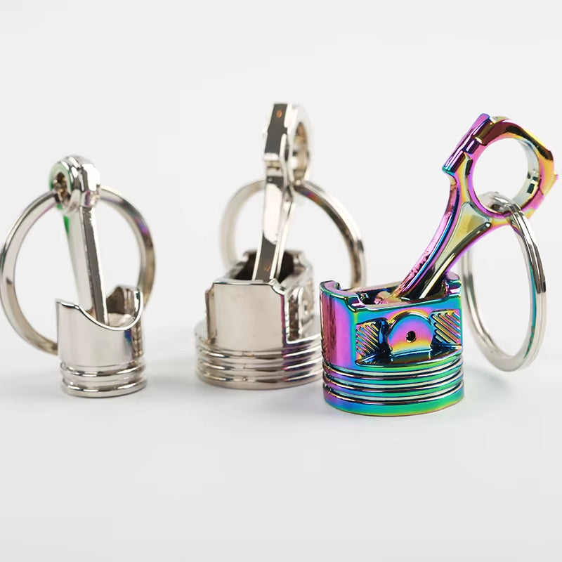 HOT Chrome Engine Silvery Piston Key Ring Chain Keychain Key Fob Wholesale Chrome Silver Color Available