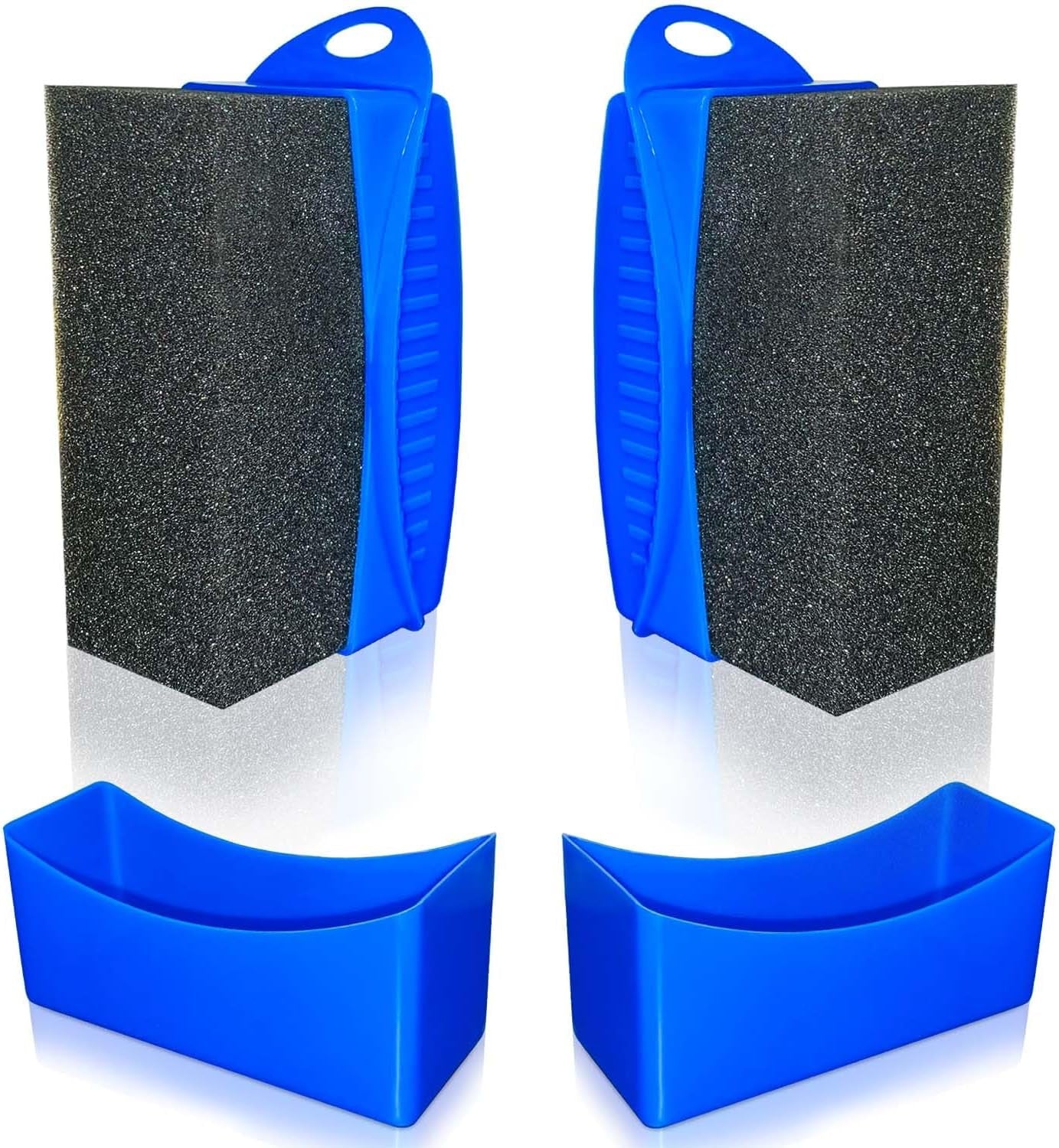 Tire Shine Pads, 2 Pcs Tire Dressing Sponge Applicator Contoured, Reusable Tire Shine Applicator with Lid for Car Detailing