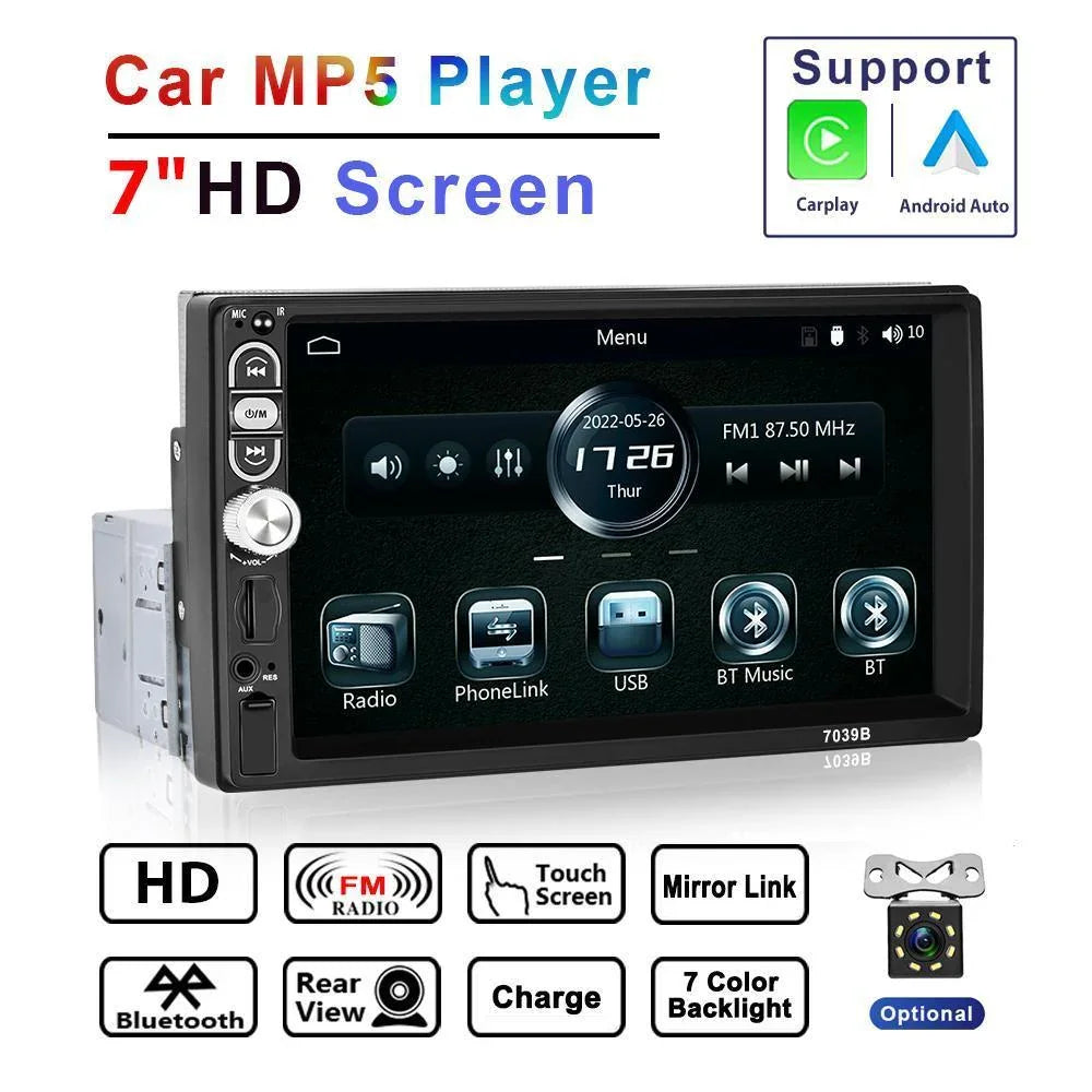 7-inch Single-din Car Stereo, Single-din Car Radio And MP5 Player Supporting Carplay Android Auto