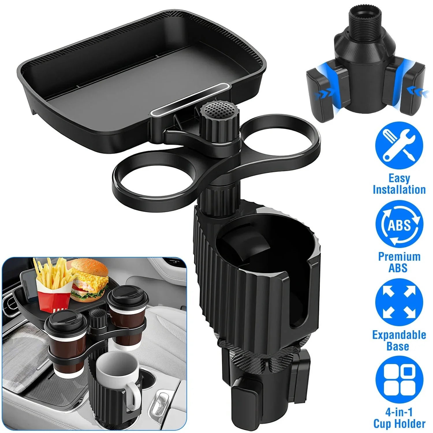 4-in-1 Car Cup Holder Tray